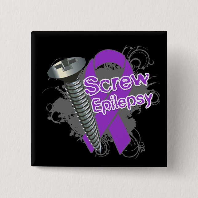 Screw Epilepsy 2 Inch Square Button (Front)