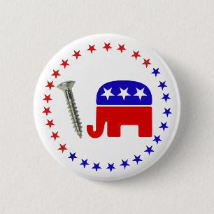 Screw Republicans Funny Political Rebus 2 Inch Round Button