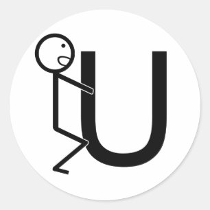 Screw U Funny Stick Figures Classic Round Sticker