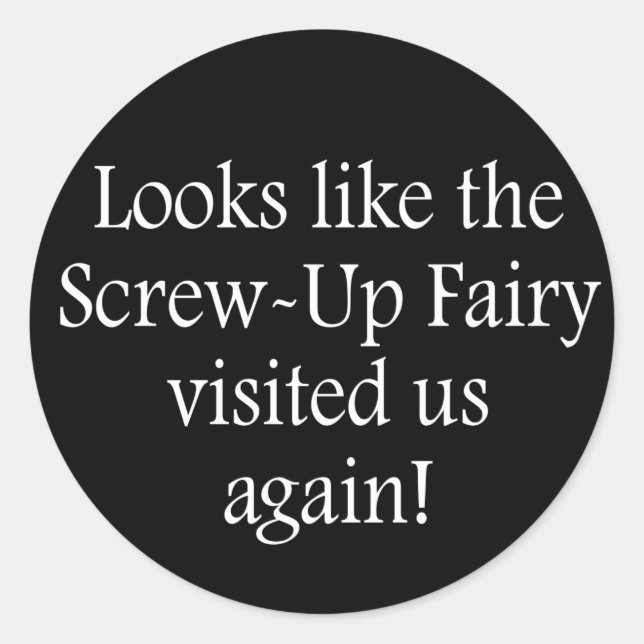 Screw Up Fairy Classic Round Sticker (Front)