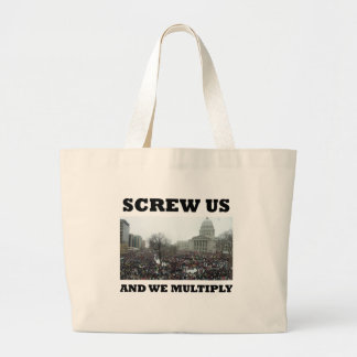 Screw us and we multiply large tote bag