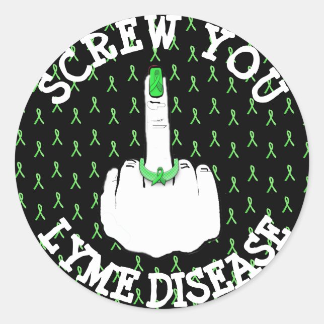 Screw You Lyme Disease Middle Finger Stickers (Front)
