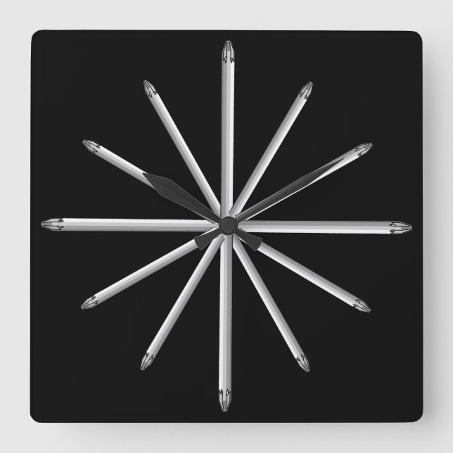 Screwdriver Bits - Contemporary Stylish Modern Square Wall Clock (Front)