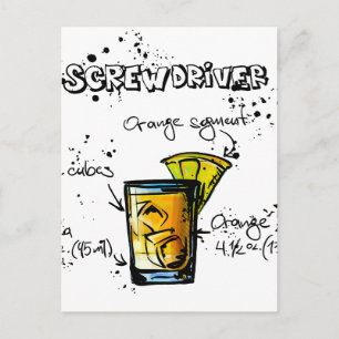 Screwdriver Cocktail Recipe Postcard