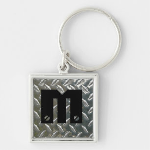 Screwed on Initial - Aluminum Checkerplate Keychain