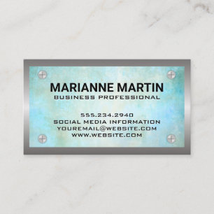 Screws Metallic Border Vintage Background Business Card