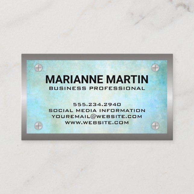 Screws Metallic Border | Vintage Background Business Card (Front)