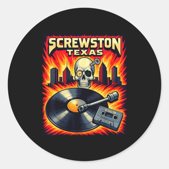 Screwston Texas  Classic Round Sticker (Front)