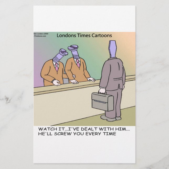 Screwy Salesman by Rick London Funny Stationery (Front)
