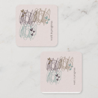 Scribble and hearts- Work in Progress Square Business Card