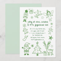 Scribble Art Glitter Green Kids Christmas Party