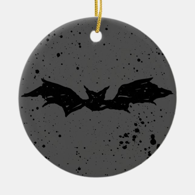 Scribble Bat Ceramic Ornament (Front)