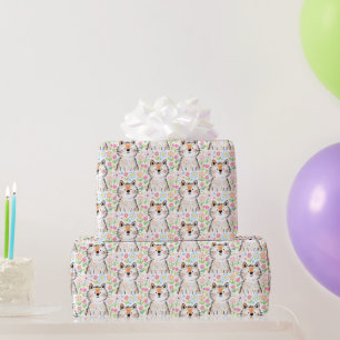 Scribble Cat Greetings Card Wrapping Paper White