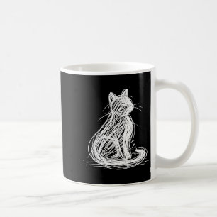 Scribble Cat Minimal Line Art Japanese  Coffee Mug