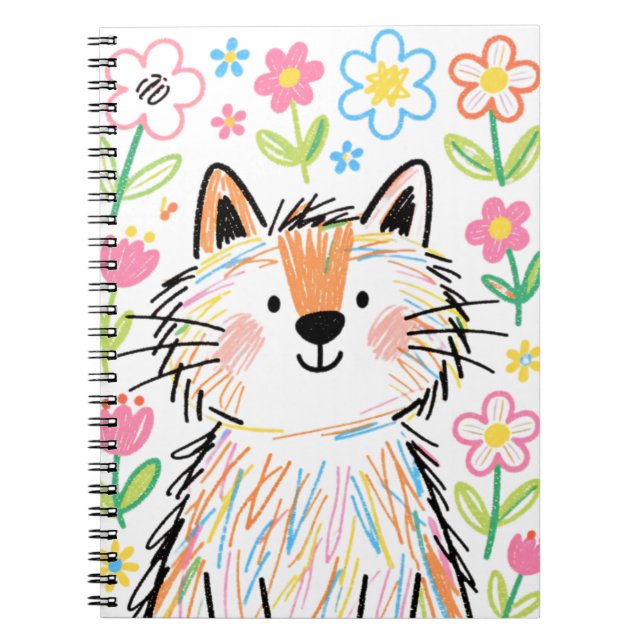 Scribble Cat Notebook White (Front)