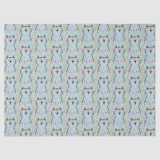Scribble Cat Tissue Paper Blue