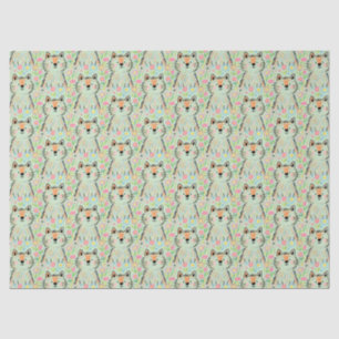 Scribble Cat Tissue Paper Green