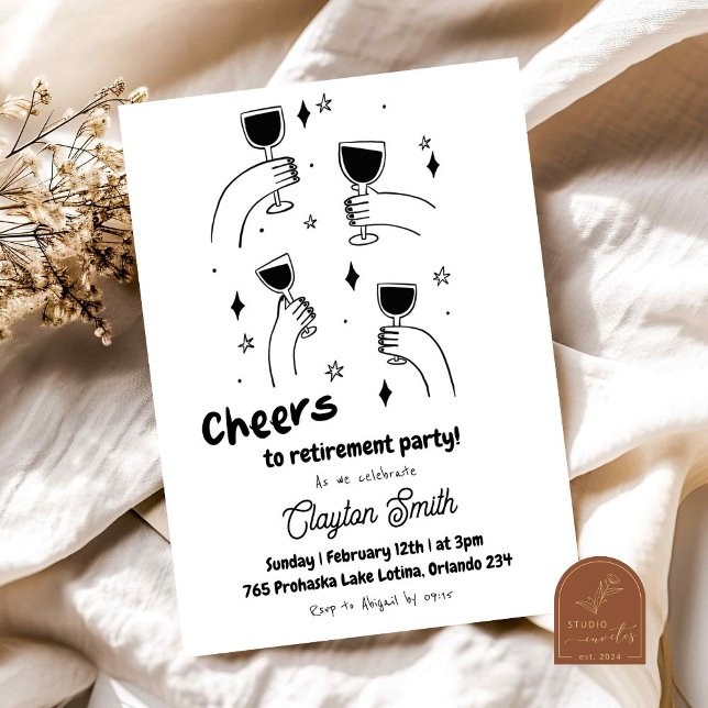 Scribble Cheers to Retirement Party Invitation (Creator Uploaded)