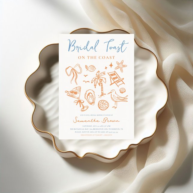 Scribble Coastal Bridal Shower Invitation (Creator Uploaded)