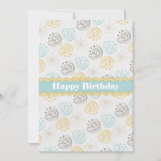 Scribble flowers Happy Birthday Card (Front)