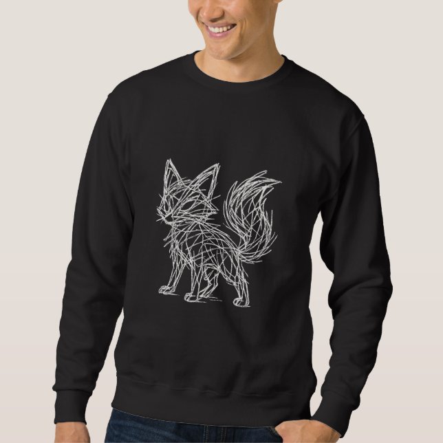 Scribble Fox Line Art Sweatshirt (Front)