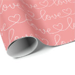 Scribble Love | Pink and White Wrapping Paper<br><div class="desc">Whimsical yet modern wrapping paper in romantic ambrosia pink and white features a repeat pattern of "love" in handwritten style monoline script typography joined by hearts. A unique choice for wedding gifts and Valentine's Day treats!</div>