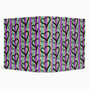 Scribble Love Xoxo Heart Stripe Binder