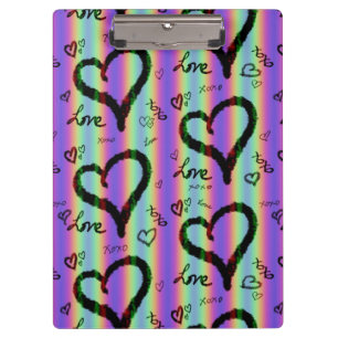 Scribble Love Xoxo Heart Stripe Clipboard