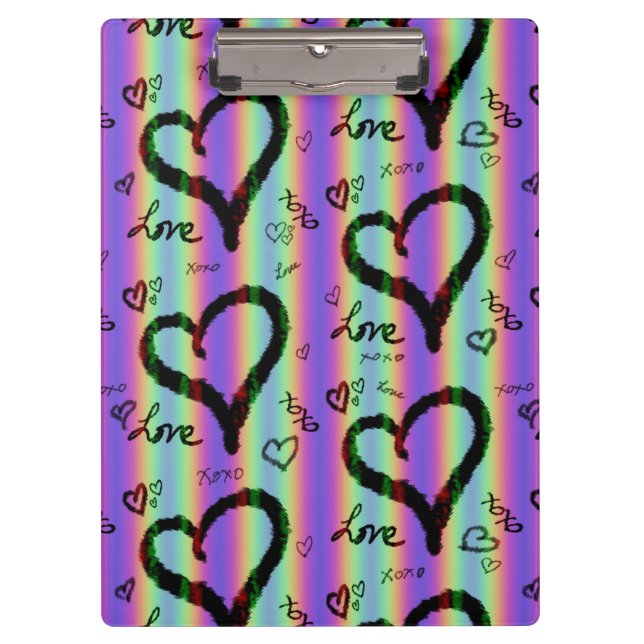Scribble Love Xoxo Heart Stripe Clipboard (Front)