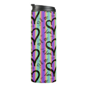 Scribble Love Xoxo Heart Stripe Thermal Tumbler