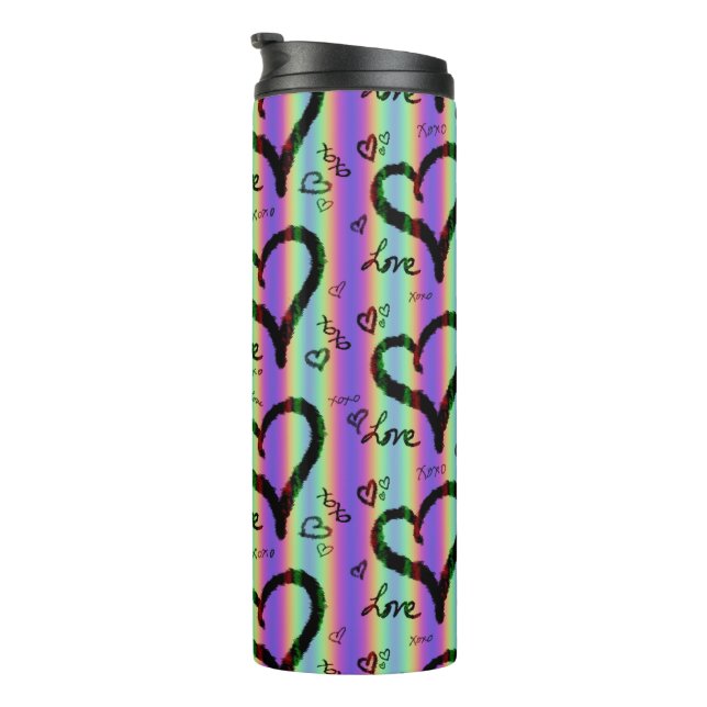 Scribble Love Xoxo Heart Stripe Thermal Tumbler (Rotated Right)