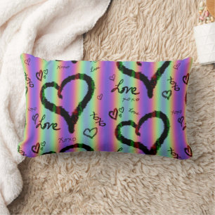 Scribble Love Xoxo Heart Stripe Throw Pillow