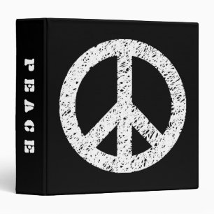 Scribble Stencilled Peace (1.5in) - White on Black Binder