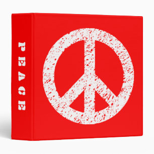 Scribble Stencilled Peace (1.5in) - White on Red Binder
