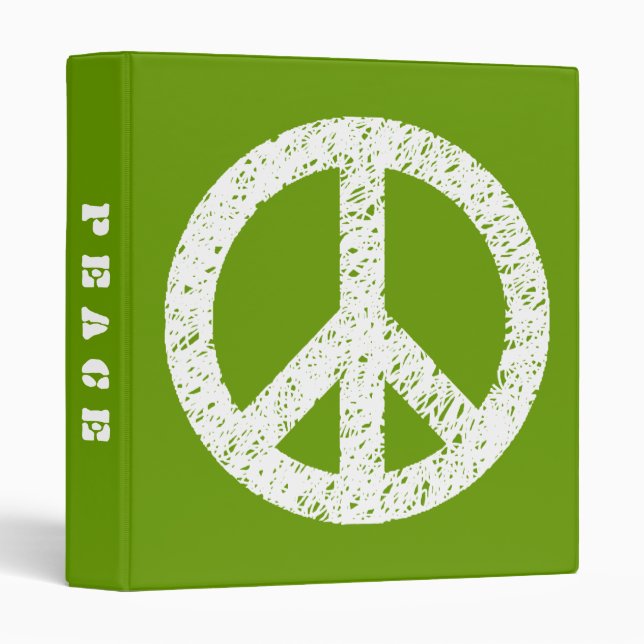Scribble Stencilled Peace (1in) - White on Red Binder (Front/Spine)