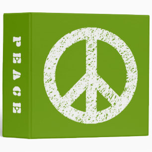Scribble Stencilled Peace (2in) - White on Avocado Binder