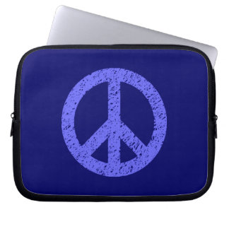 Scribble Stencilled Peace Symbol - Shades of Blue Laptop Sleeve