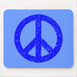 Scribble Stencilled Peace Symbol - Shades of Blue Mouse Pad