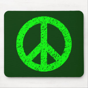 Scribble Stencilled Peace Symbol - Shades of Green Mouse Pad