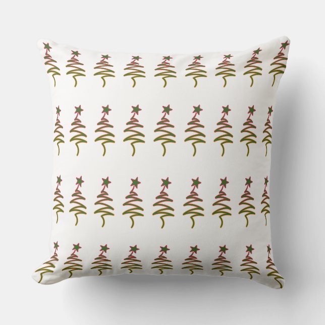 Scribble Tree + Star Christmas Holiday  Throw Pillow (Front)