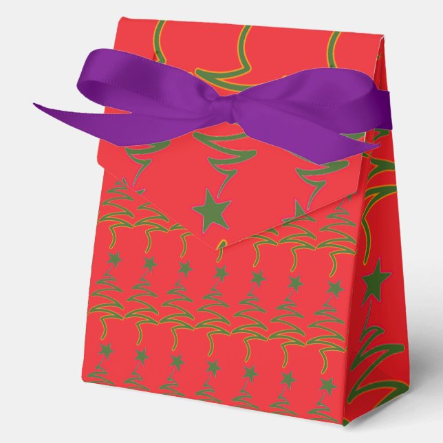 Scribble Tree + Star Red  Favor Box (Front)