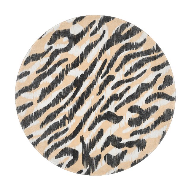 Scribble Zebra Leopard: Vintage Fur Cutting Board (Front)