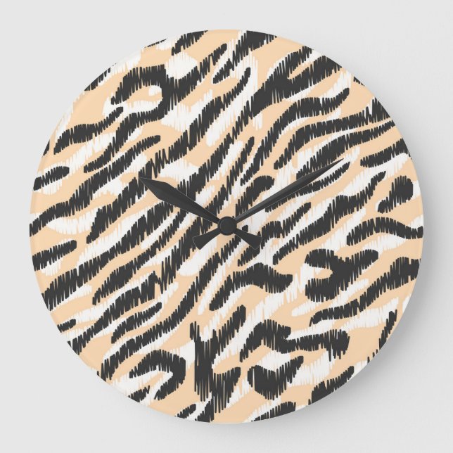Scribble Zebra Leopard: Vintage Fur Large Clock (Front)