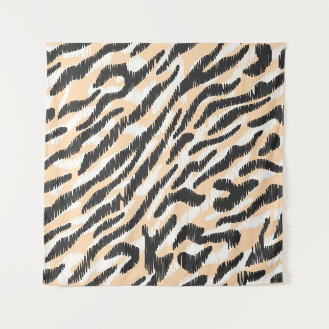 Scribble Zebra Leopard: Vintage Fur Tapestry (Front)