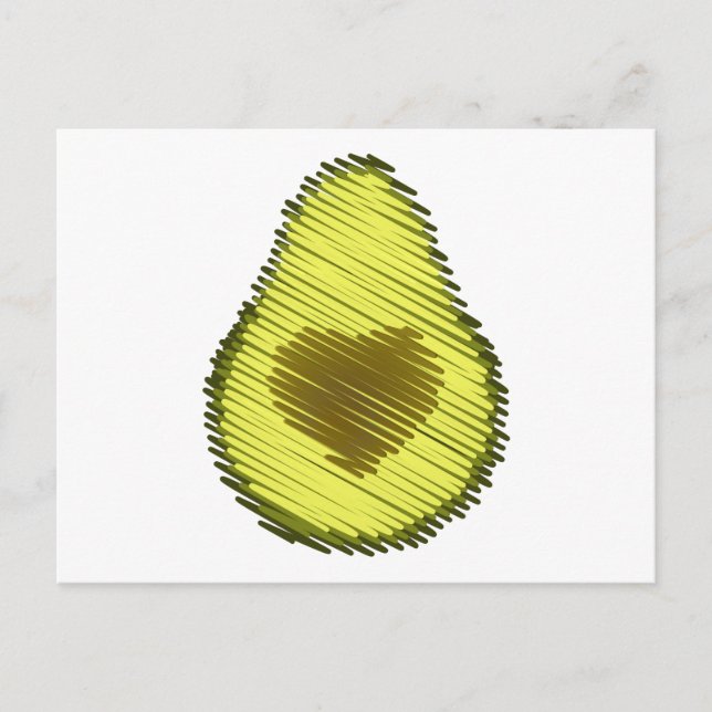 Scribbled Avocado Love Holiday Postcard (Front)