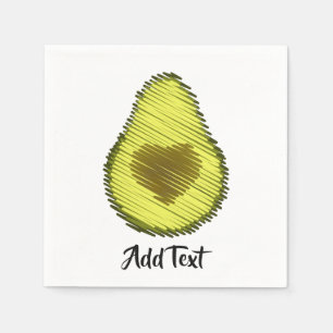 Scribbled Avocado Love Napkin