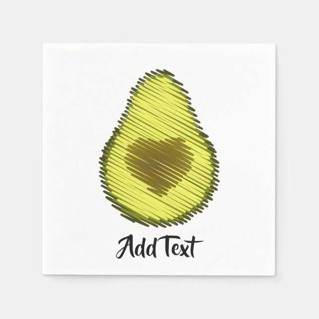 Scribbled Avocado Love Napkin (Front)