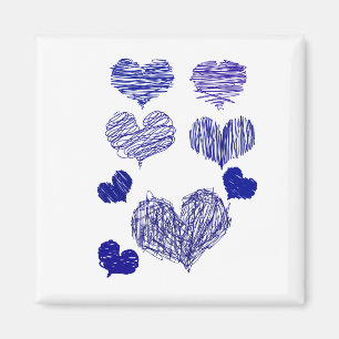 Scribbled Blue hearts Magnet