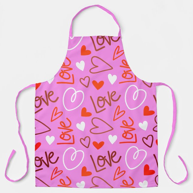 Scribbled Love Hearts Apron (Front)