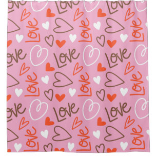Scribbled Love Shower Curtain